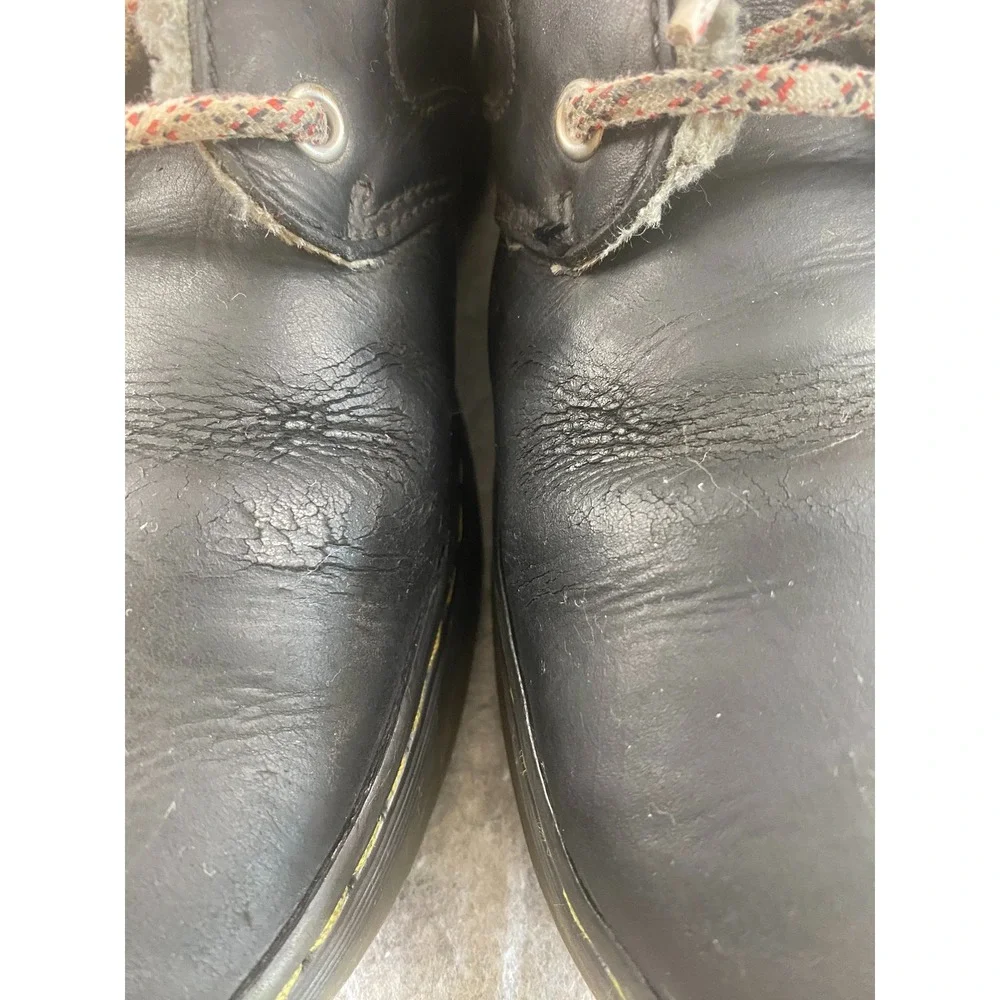 Dr Martens Bonny II Black Leather Fleece Line WELL WORN Boots Mens Size 10